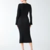 Agathe Geripptes Langarm-Midi-Kleid Agathe Geripptes Langarm-Midi-Kleid