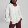 Aki Chenille-Pullover mit Zopfmuster Aki Chenille-Pullover mit Zopfmuster