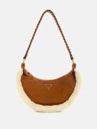 Amita Hobo-Tasche aus Wildleder mit Lammfellbesatz