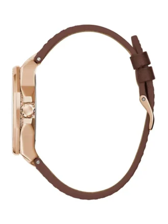Analoge Uhr aus braunem Leder mit Insignia-Logo