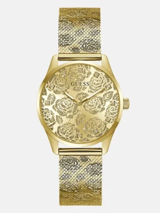 Analoge Uhr aus Edelstahl mit Blumenmuster, 36 mm