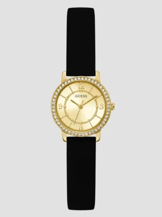 Analoge Uhr aus goldfarbenem und schwarzem Silikon