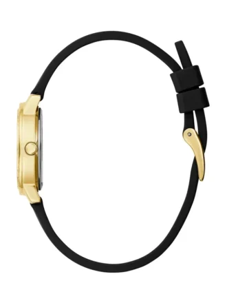 Analoge Uhr aus goldfarbenem und schwarzem Silikon