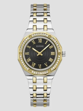 Analoge Uhr in Gold- und Silbertönen