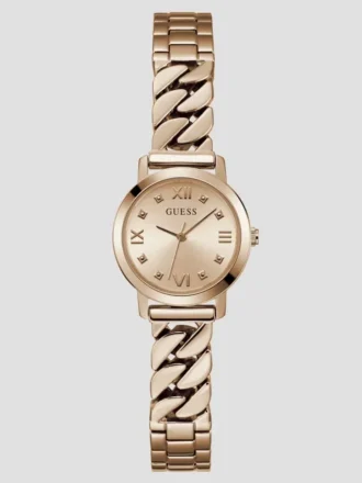 Analoge Uhr in Roségold-Optik mit gemischter Kette