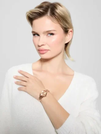 Analoge Uhr in Roségold-Optik mit gemischter Kette