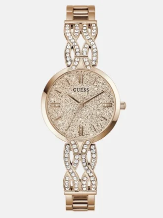 Analoge Uhr in Roségold-Optik mit Schimmer