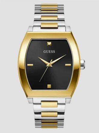 Analoge Uhr in Silber- und Goldtönen