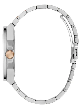 Analoge Uhr in Silber- und Roségold-Optik