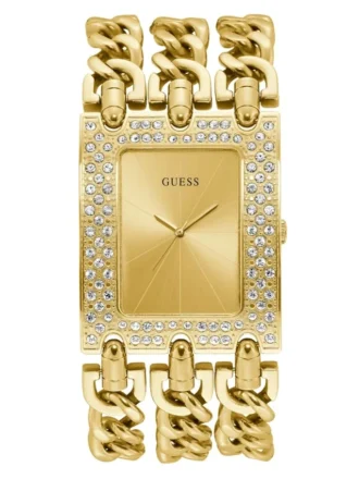Analoge Uhr mit goldfarbener Gliederkette