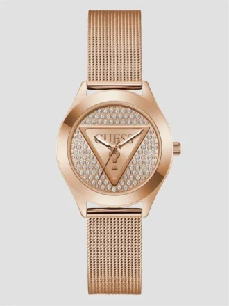 Analoge Uhr mit Logo in Roségold-Optik