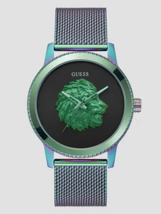 Analoge Uhr mit schillerndem Löwen