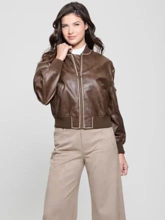 Angelique Vintage-Fliegerjacke aus Kunstleder