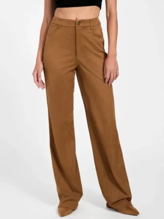 Aria High-Waist-Hose aus Kunstwildleder in geradem Schnitt