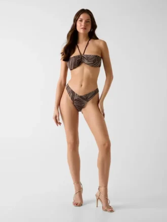 Bandeau-Bikini-Oberteil mit Animal-Print