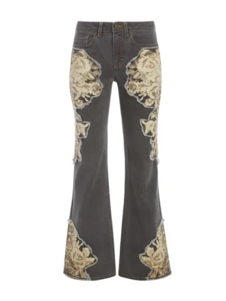 Bedruckte Jeans mit ausgestelltem Bein