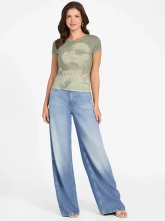 Bedrucktes Burnout-T-Shirt mit Rundhalsausschnitt