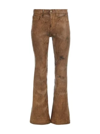 Beschichtete Denim-Flare-Jeans