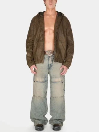 Beschichtete Denim-Kapuzenjacke
