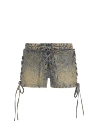 Beschichtete Mini-Jeansshorts