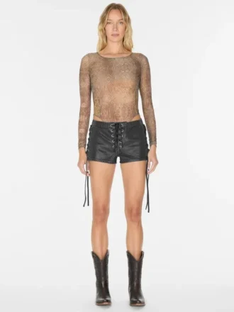 Beschichtete Mini-Jeansshorts