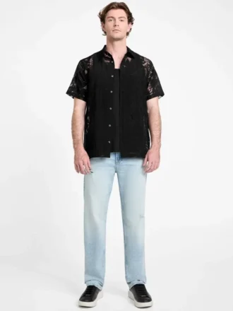 Blumenmuster-Devore-Burnout-Hemd