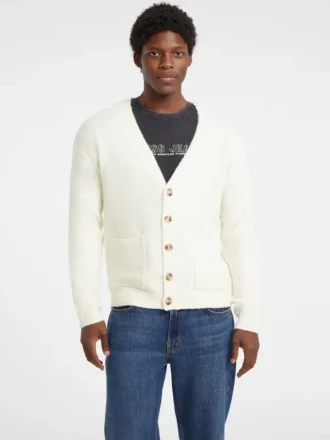 Bouclé-Strickjacke mit V-Ausschnitt