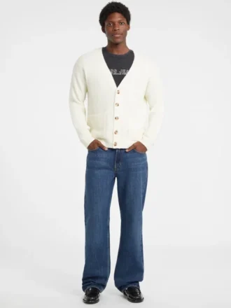 Bouclé-Strickjacke mit V-Ausschnitt