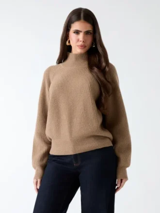 Denise-Pullover mit Stehkragen und Rippmuster Denise-Pullover mit Stehkragen und Rippmuster
