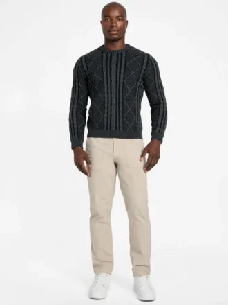 Eco Adrian Rundhals-Pullover mit Zopfmuster