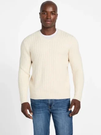 Eco Bryson Textur-Pullover mit V-Ausschnitt