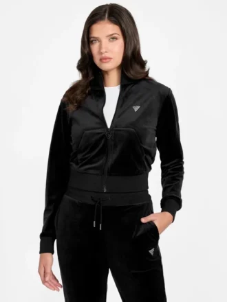 Eco Couture Sweatshirt aus Samt mit durchgehendem Reißverschluss