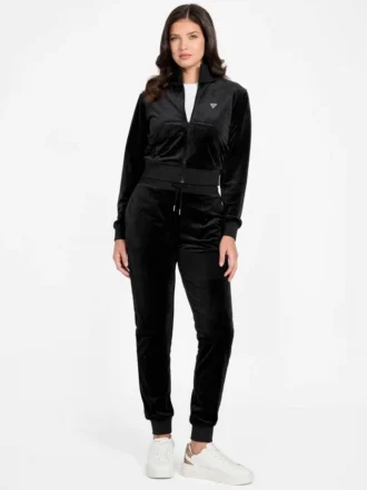 Eco Couture Sweatshirt aus Samt mit durchgehendem Reißverschluss