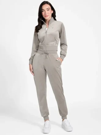 Eco Couture Sweatshirt aus Samt mit durchgehendem Reißverschluss