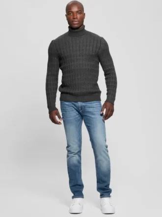 Eco Ezra Rollkragen-Pullover mit Zopfmuster