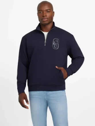 Eco Harris Twill Pullover mit Reißverschluss und Stehkragen