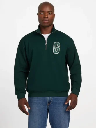 Eco Harris Twill Pullover mit Reißverschluss und Stehkragen