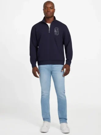 Eco Harris Twill Pullover mit Reißverschluss und Stehkragen