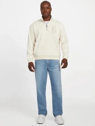 Eco Harris Twill Pullover mit Reißverschluss und Stehkragen
