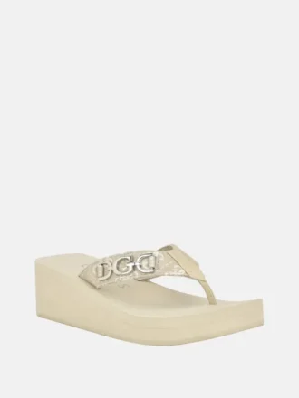 Edany Denim G-Schnallen-Keilabsatz-Sandalen