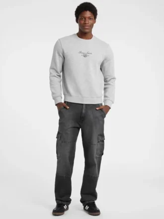 Fleece-Sweatshirt mit Rundhalsausschnitt und Schriftzug Fleece-Sweatshirt mit Rundhalsausschnitt und Schriftzug