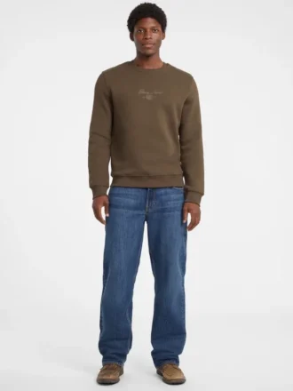 Fleece-Sweatshirt mit Rundhalsausschnitt und Schriftzug Fleece-Sweatshirt mit Rundhalsausschnitt und Schriftzug