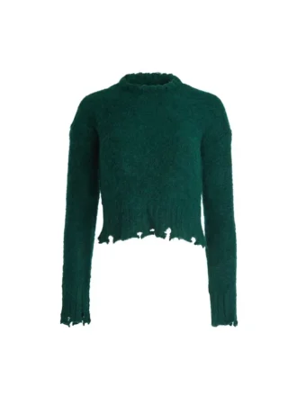 Fuzzy-Pullover mit Rundhalsausschnitt