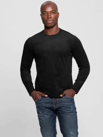 Garrett Strick-Pullover mit Rundhalsausschnitt aus Kunstwildleder