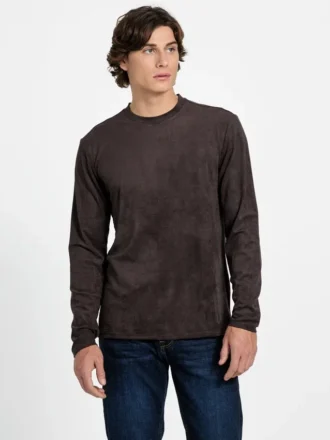 Garrett Strick-Pullover mit Rundhalsausschnitt aus Kunstwildleder