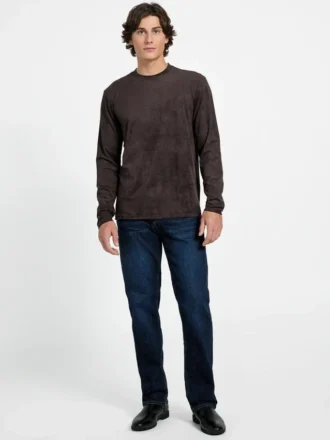 Garrett Strick-Pullover mit Rundhalsausschnitt aus Kunstwildleder