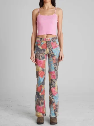Bedruckte Jeans mit ausgestelltem Bein
