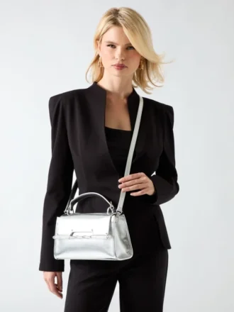 Iris Tasche aus Metallic-Leder mit Tragegriff