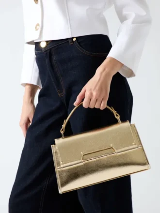 Iris Tasche aus Metallic-Leder mit Tragegriff