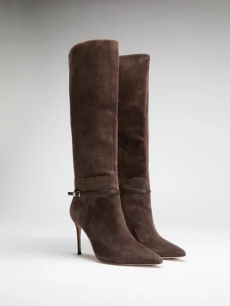 Kniehohe Stiefel aus Wildleder mit Stilettos